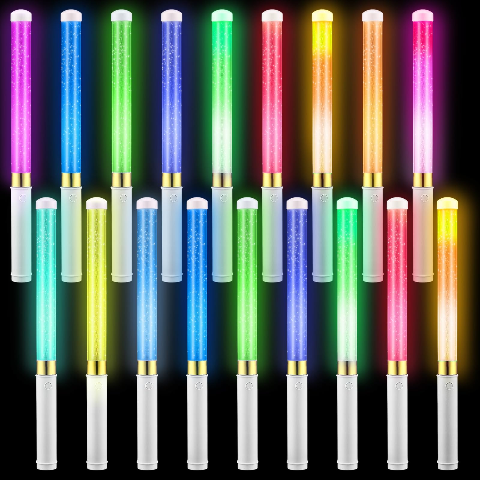BrightWin ライトスティック Amazon.com: Glooglitter 18 Pcs Glow Sticks Reusable 15 Colors LED